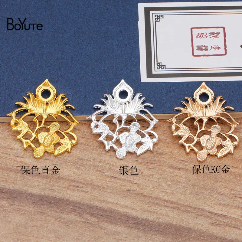 BoYuTe New Arrive (20 Pieces/Lot) Metal Alloy 29*33MM Flower Materials Hand Made DIY Retro Court Hair Jewelry Accessories