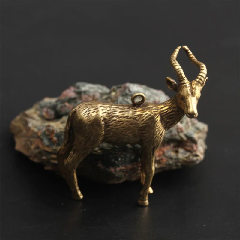 Креативная винтажная резная Тибетская антилопа из чистой латуни изысканный
