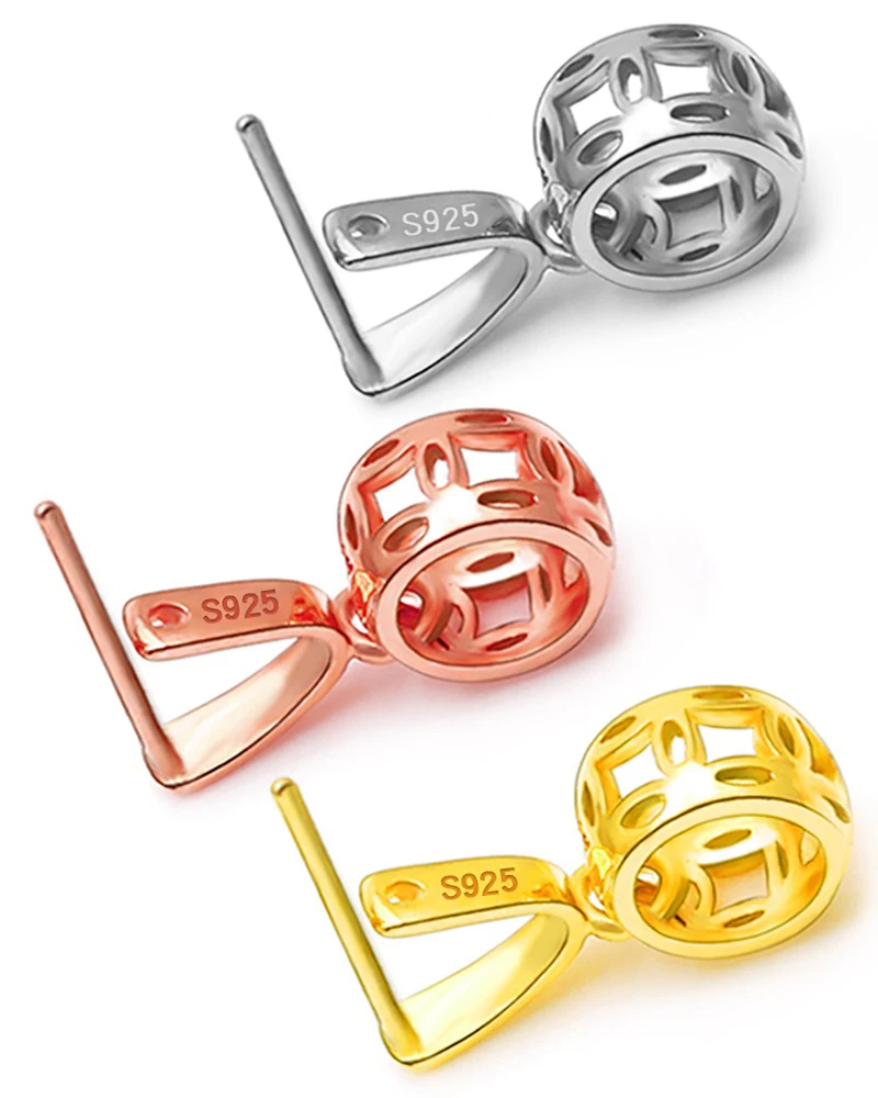 

S925 Silver Pendant Button Jade Jade Button Jade Pei Clip Button Crystal DIY Silver Button Accessories