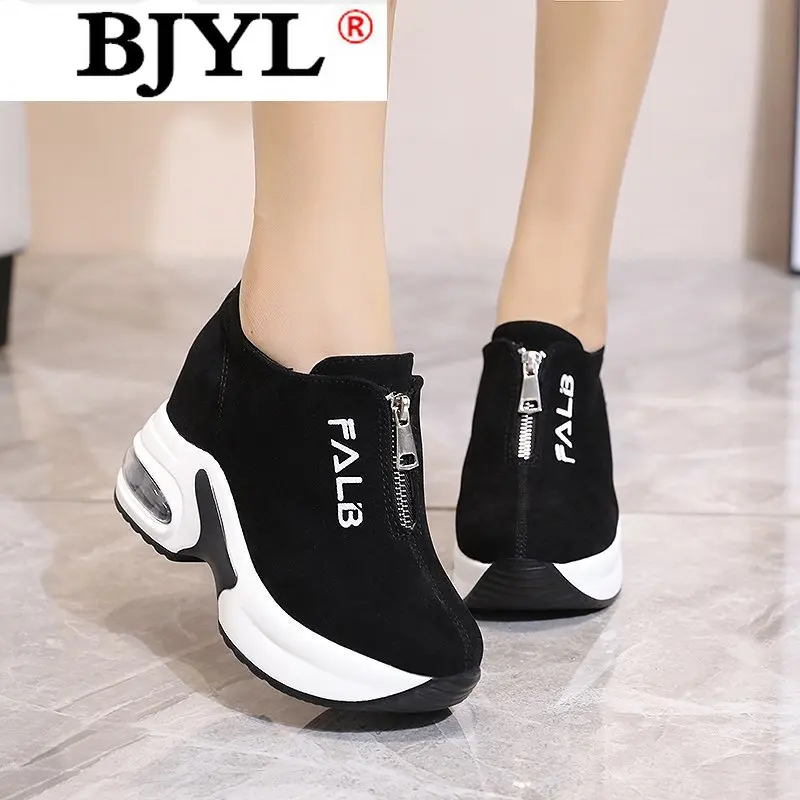 

New Zipper Increasing Sneakers Women Casual Shoes Air-Cushion Anti-Slip Platform Sneaker Outdoor Female Zapatos De Mujer Shoes