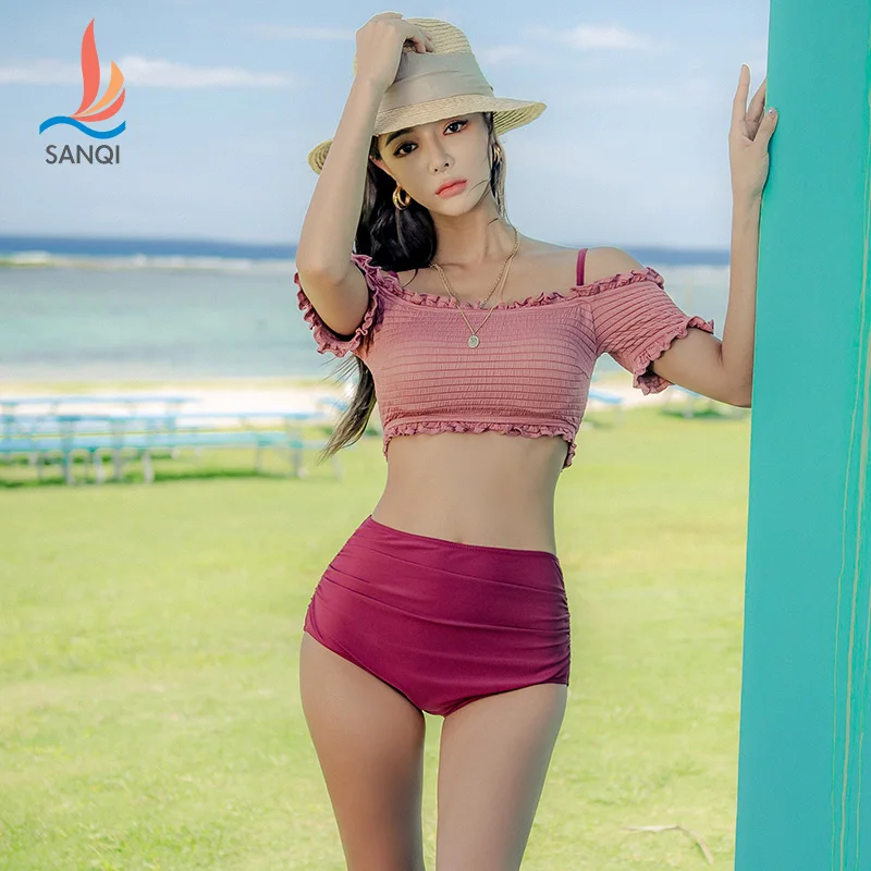 Женский купальник с лямками SANQI сексуальный костюм лямкой через плечо из двух