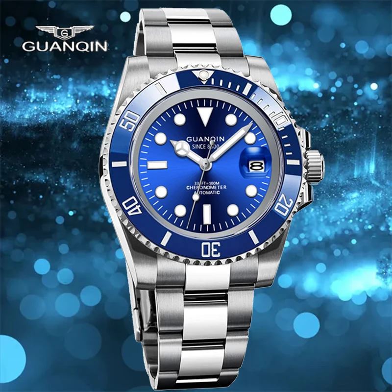 GUANQIN-2022-NH35A Japanese Mechanical Movement Business Fashion Men's Watch Mechanical Automatic Watch 100M Waterproof Sports