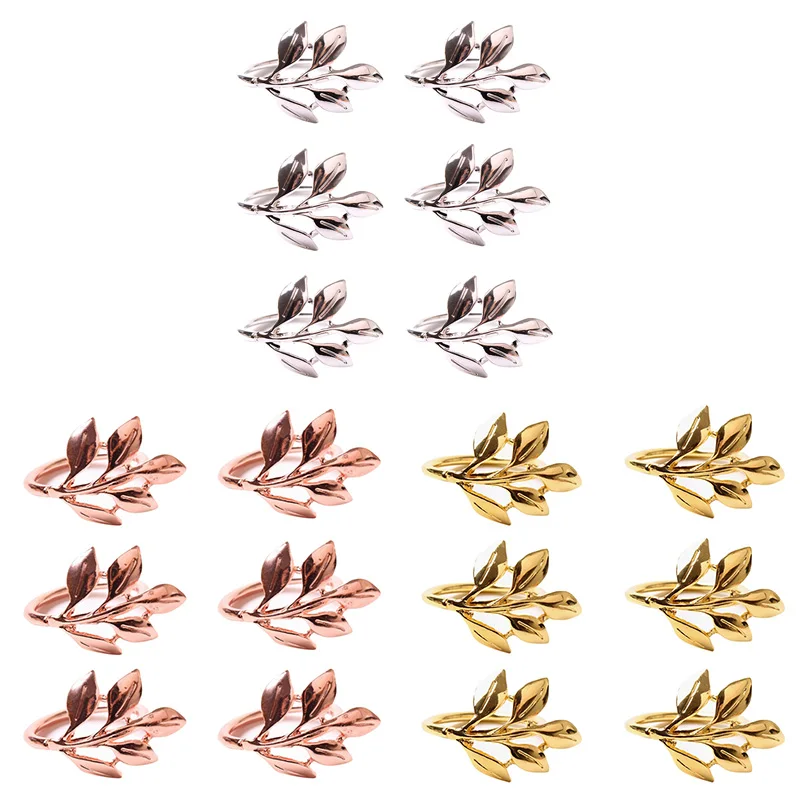 

Valentine's Day 6 Pc Fall Leaves Napkin Rings Metal Gifts Party Decor