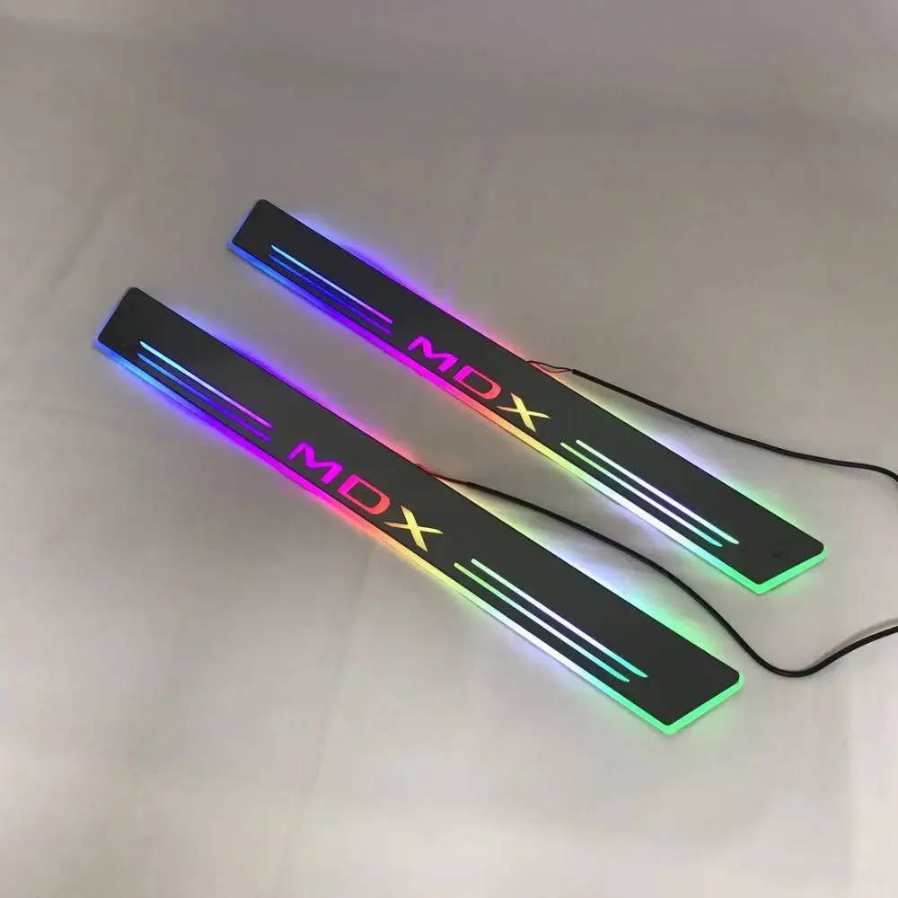 RQXR led движущиеся двери потертости для acura mdx динамический порог пластина плоская подкладка накладки rgb плавный свет, 2 шт