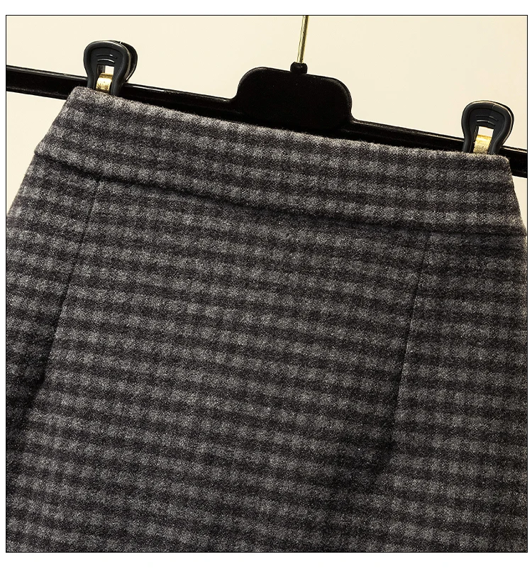 Винтажная эстетичная шерстяная юбка Y2K с завышенной талией Зимняя миди в стиле