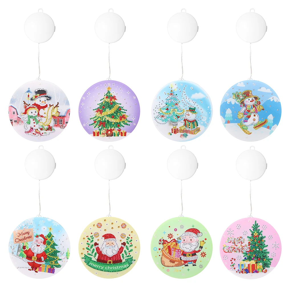 

Christmas Pendant DIY Diamond Painting Christmas LED Hanging Lights Diamond Embroidery Ornaments Light Hanging Decor Gifts