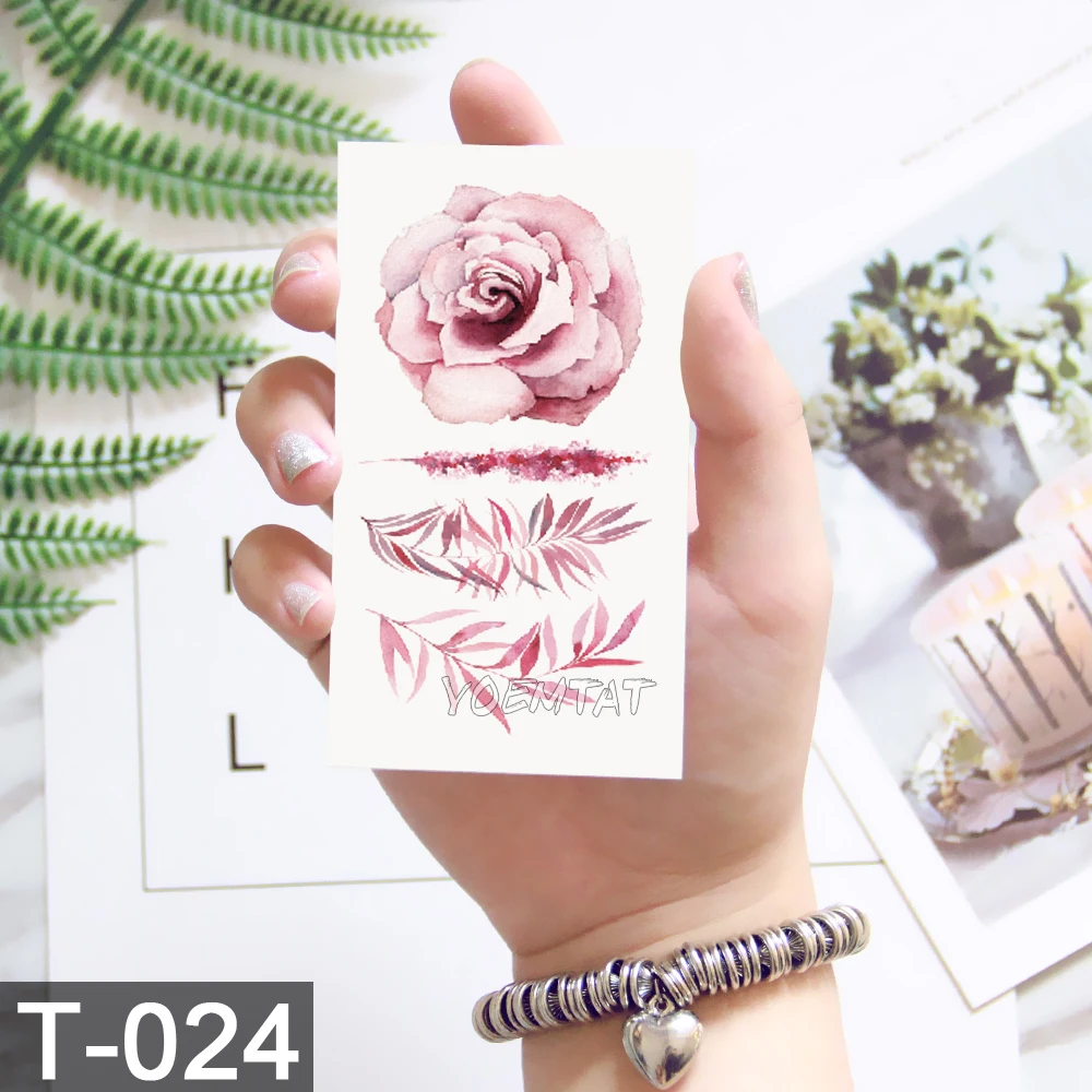 

Flower Tattoo Fake Temporary Tattoos Stickers Rose Flowers Arm Shoulder Tattoo Waterproof Ledy Women On Body