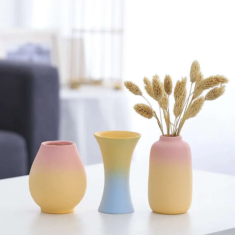 

Gradient Ceramic Vase For Furnishings Living Room Modern Flower Arrangement Dining Table Fake Dried Flower Decorative Ornaments