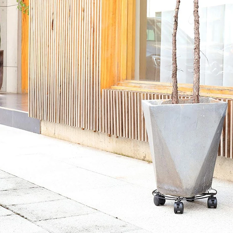 

3Pcs Universal Wheel Mobile Flower Stand, Wrought Iron Flower Stand, Floor-Mounted Torus Flower Pot Base with Brake