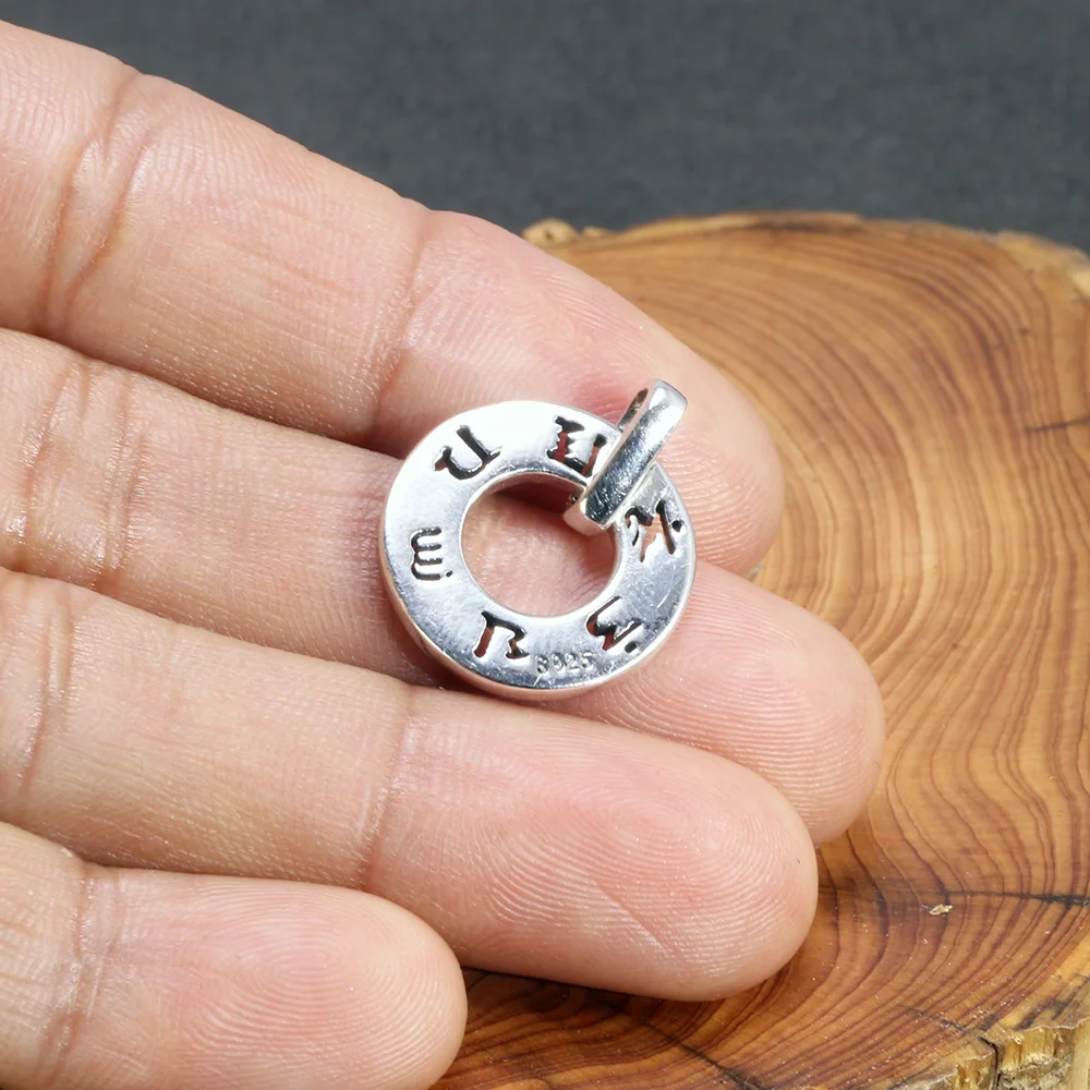 Настоящее серебро 925 пробы подвеска мантра Винтажные Ювелирные изделия с