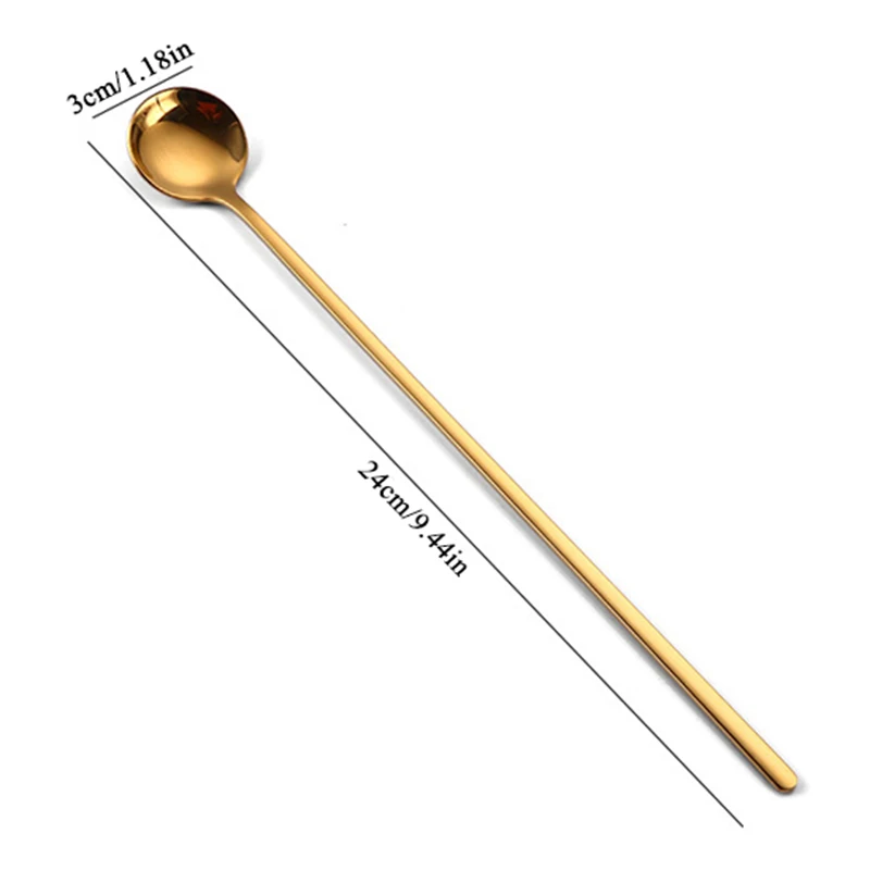 

Stainless Steel Long Handle Ice Spoon Coffee Stirring Spoon Tableware Creative Metal Drinking Straw Multifunction kitchen Tool