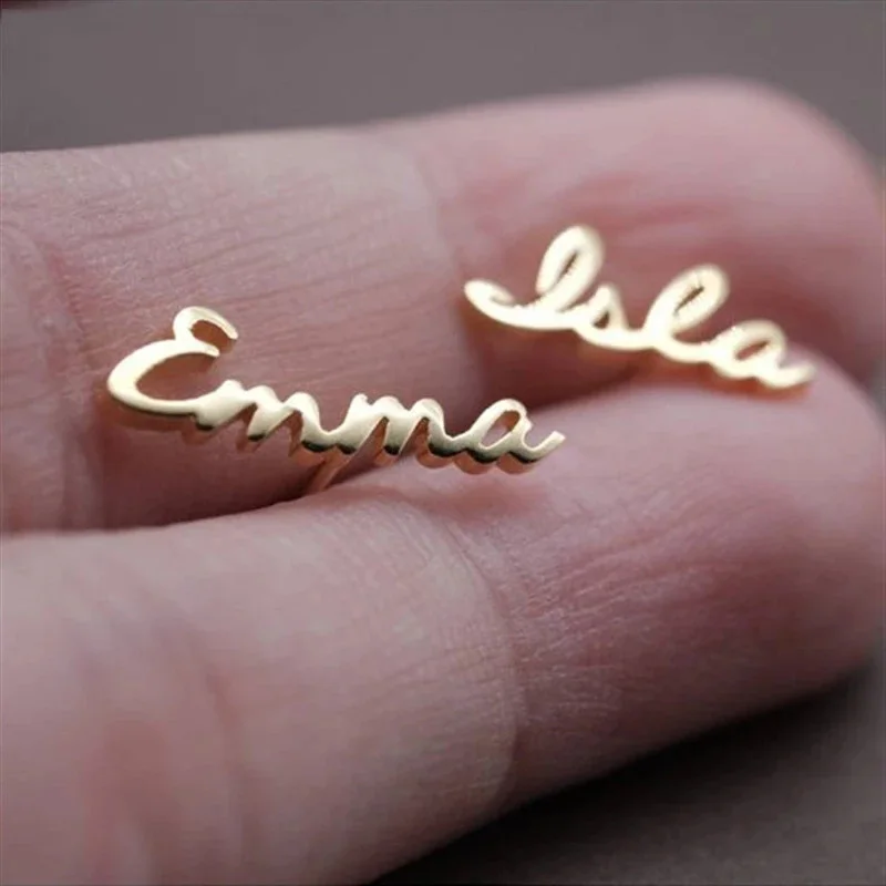 

Stud Earrings 2021 Trend for Women Men Body Jewelry Unusual Stainless Steel Custom Name Plated Fashion Boyfriend Girlfriend Gift