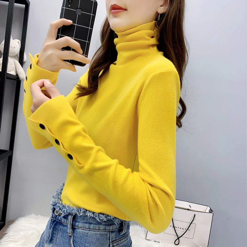 2020 New Turtleneck Knitted Elastic Sweater Pullover Women Long Sleeve Fashion Slim Winter Tops Jumpers Ladies Sweaters | Женская одежда