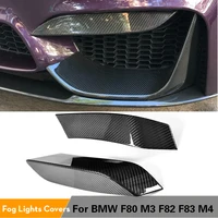 Carbon Fiber Front Bumper Fog Lights Corner Splitters Covers Trim for BMW F80 M3 F82 F83 M4 4 Door 2 Door 2014 - 2018