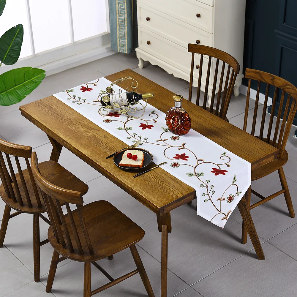 

Orient Style Emboridery Table Runner Home Decor Decorative White Table-runner