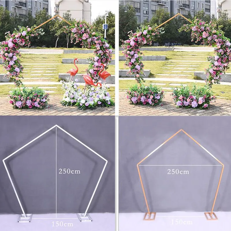 Pentagon Arch Frame Metal Square Wedding Base Pole Stand Display Set Prom Garden Flowers Decoration Party decoration Suppli | Дом и сад
