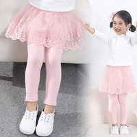 2021 cotton baby girls leggings lace princess skirt pants spring autumn children slim skirt trousers for 2 7 years kids clothes