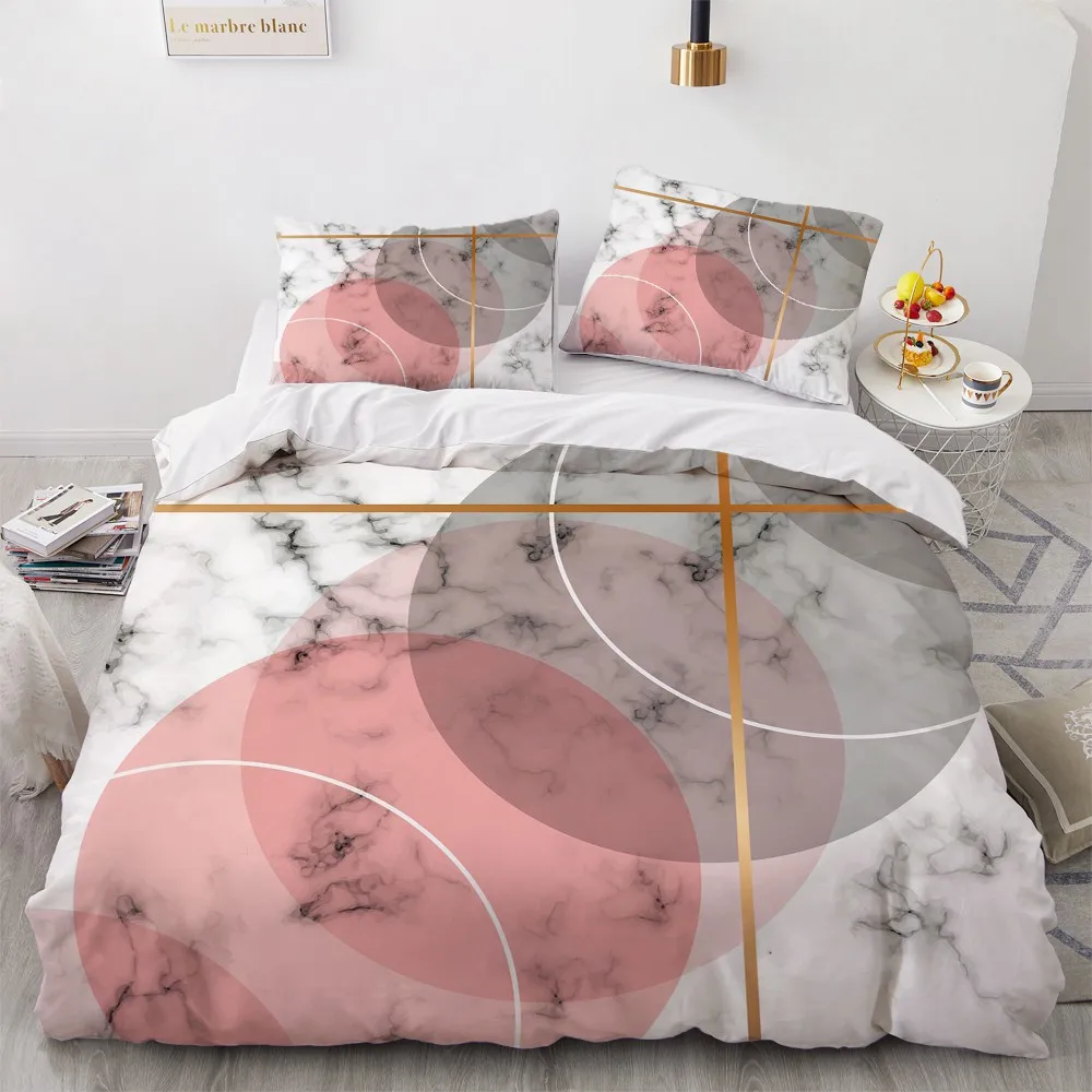 

Marbling Bed 3D Custom Design Modern Duvet Cover Sets Pillow Covers King Queen Super King Size 160*200cm White Bedding Set
