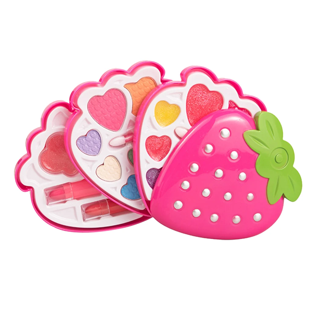 Набор для макияжа в форме клубники девочек W/Губная помада тени век Косметика