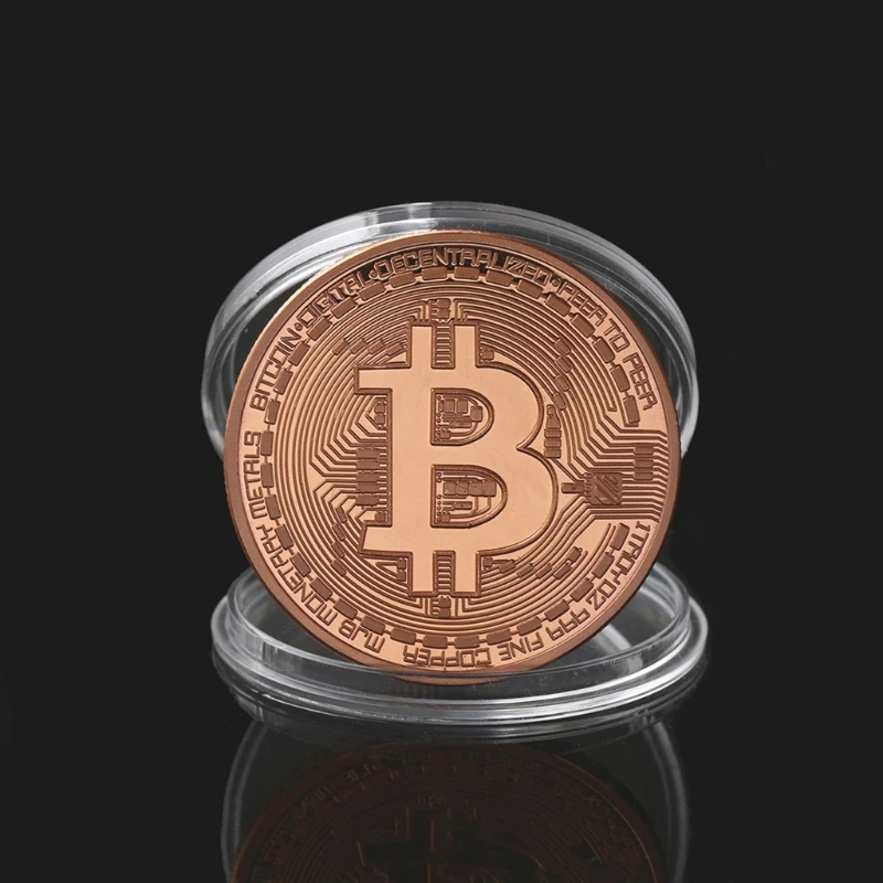 Новая позолоченная монета Биткойн из розового золота Коллекционная монета художественная коллекция подарок физический