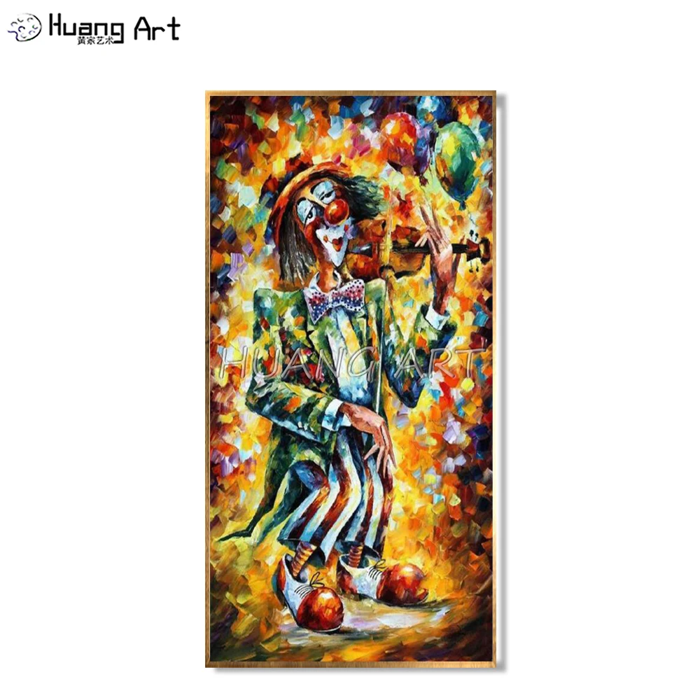Картина клоуна играющая в скрипку нож портрет ручная роспись современная