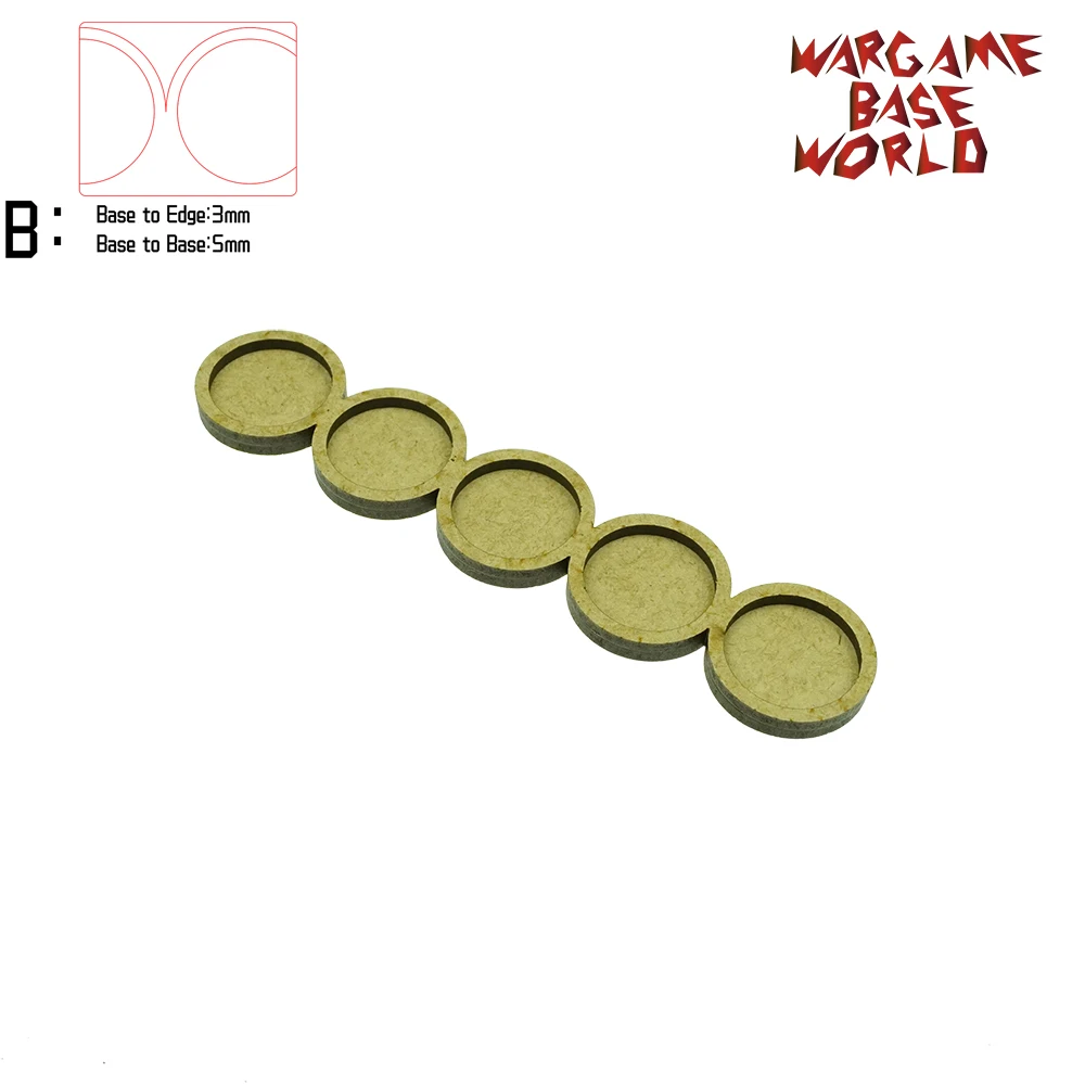 edge3basetobase5 Wargame Base World- Movement Tray- 5 round 25mm- Line Shape MDF - Цвет: edge3basetobase5