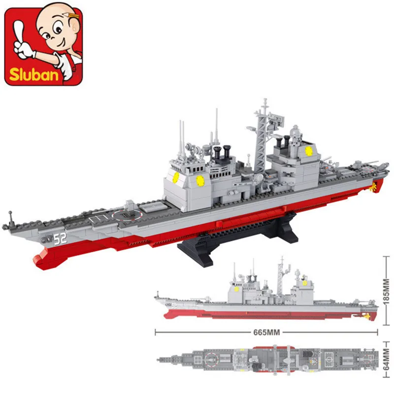 SLUBAN 883 шт. B0389 армии военно морской флот военный корабль модель строительные блоки
