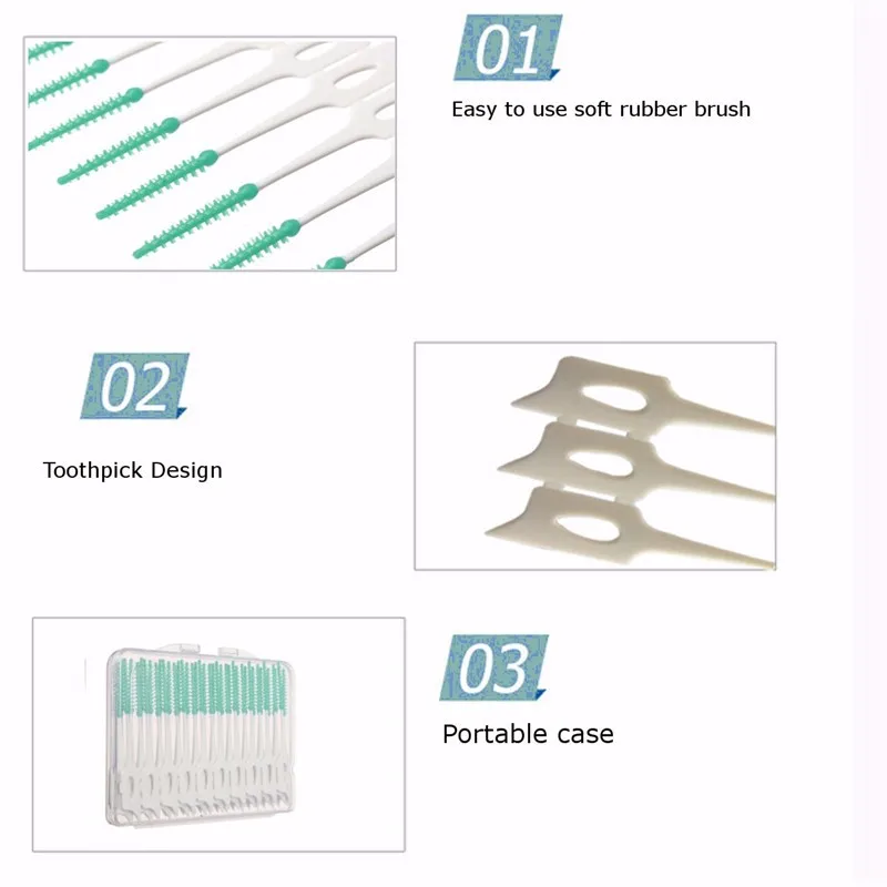 40 шт./кор. двойной нити головки гигиена полости рта силикона для ухода за