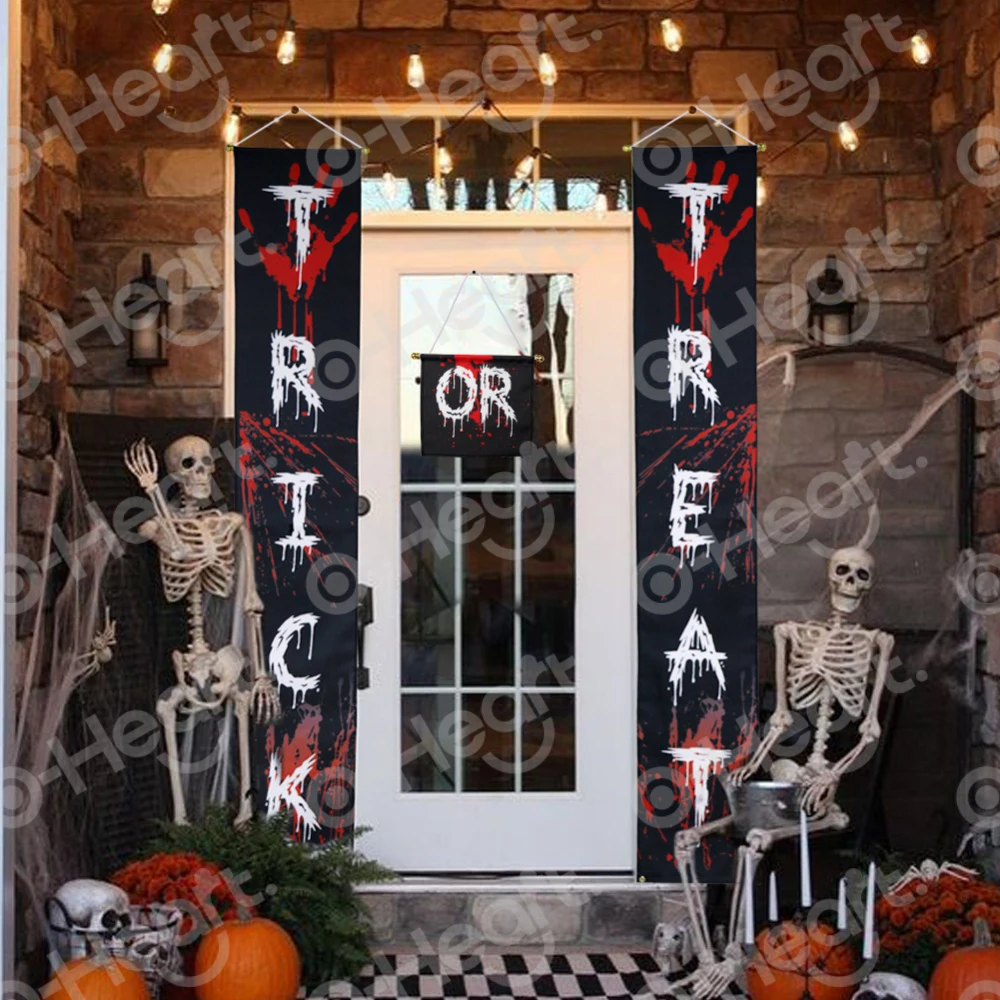 Хэллоуин Декор трюк или лакомство баннер 4 + коготь наклейка дверной знак ужас