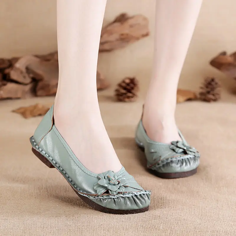 

Designer Fancy Women Flats Genuine Leather Lazy Shoes Ladies Loafers Moccasins 2021 Spring Oxford Flats Woman Shoes