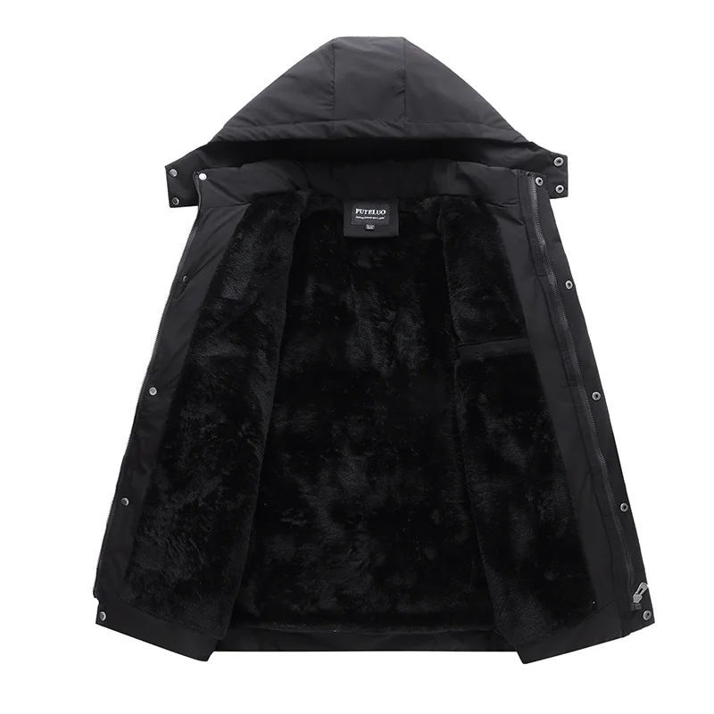 Мужская теплая куртка со съемной флисовой подкладкой и капюшоном размеры до 5XL |