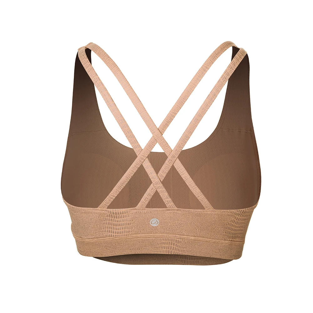 

CRZ YOGA Medium Support Coated Faux Leather Strappy Sports Bra