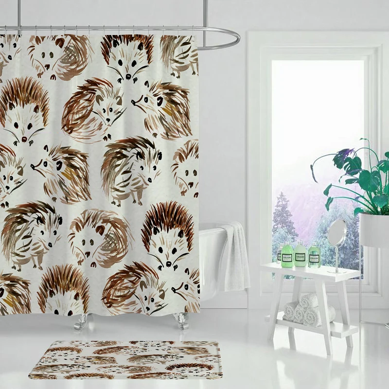 Занавеска для душа с изображением животного морской лошади ежика креативная