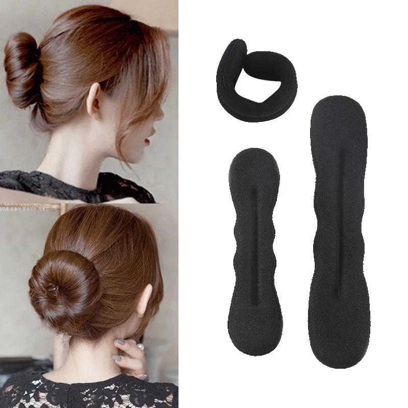 

Hot Selling Classic Sponge Hairstyle Tools Multi-size Black Hair Styling Donuts Bun Curling Hair Circle Magic Foam Headdress