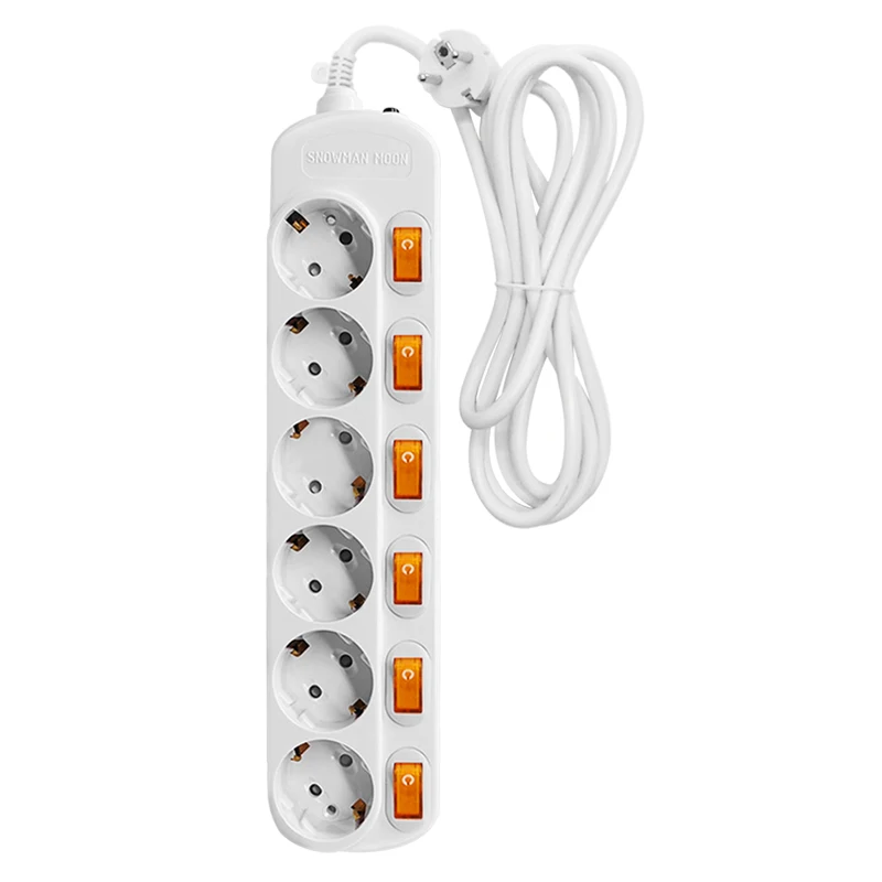 

Power Strip Surge Protection 6 AC Outlets 16A Power outlet strip with 6 plugs & Switch, white, 1.5/2.5 meters