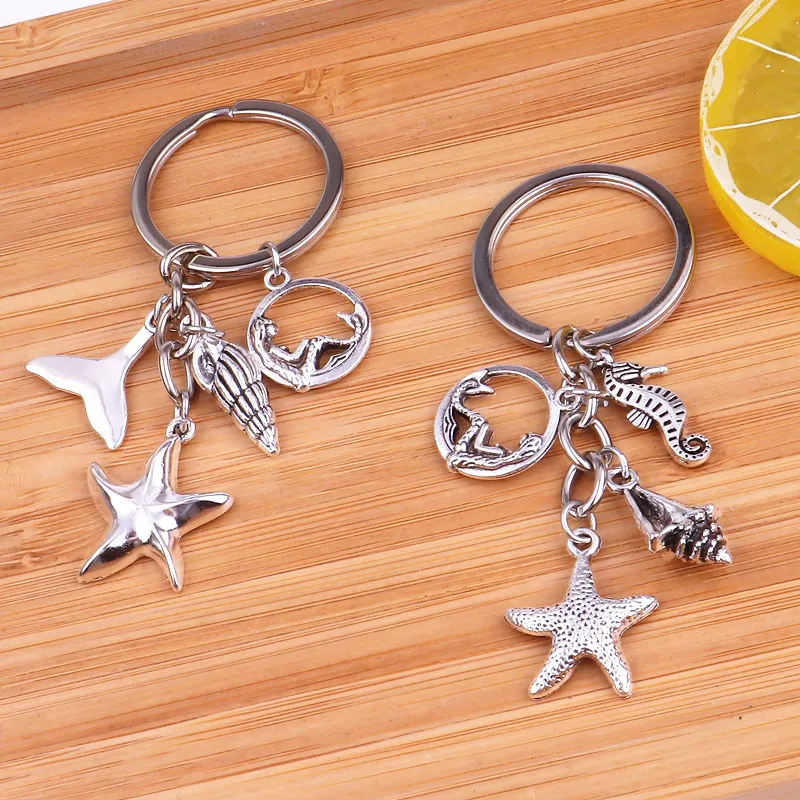 1 шт в винтажном стиле С морскими ракушками и подвеска с русалкой брелок виде