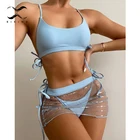 Купальник-бикини женский, пуш-ап, с заниженной талией, однотонный, 3 шт.