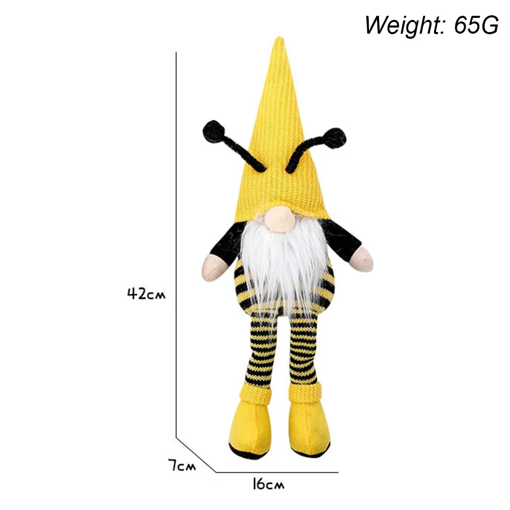 

Long Legs Bee Doll Beard Faceless Toy Dwarf Decor Ornament Home Honey Striped Gnome Bee Festival Desktop Decoration