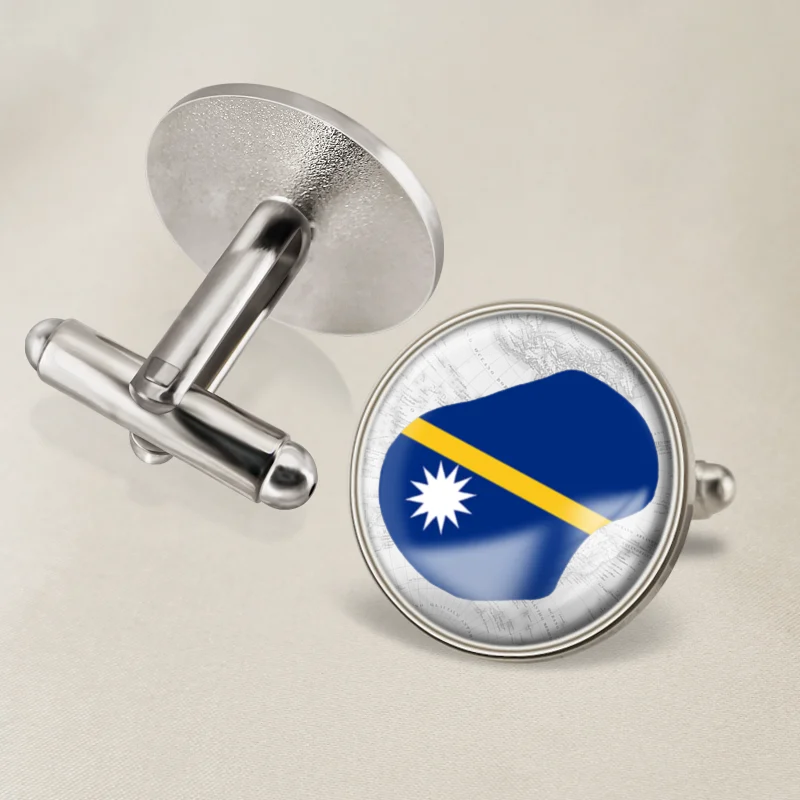 Запонки герб Науру с флагом карты и государственной эмблемой | Украшения