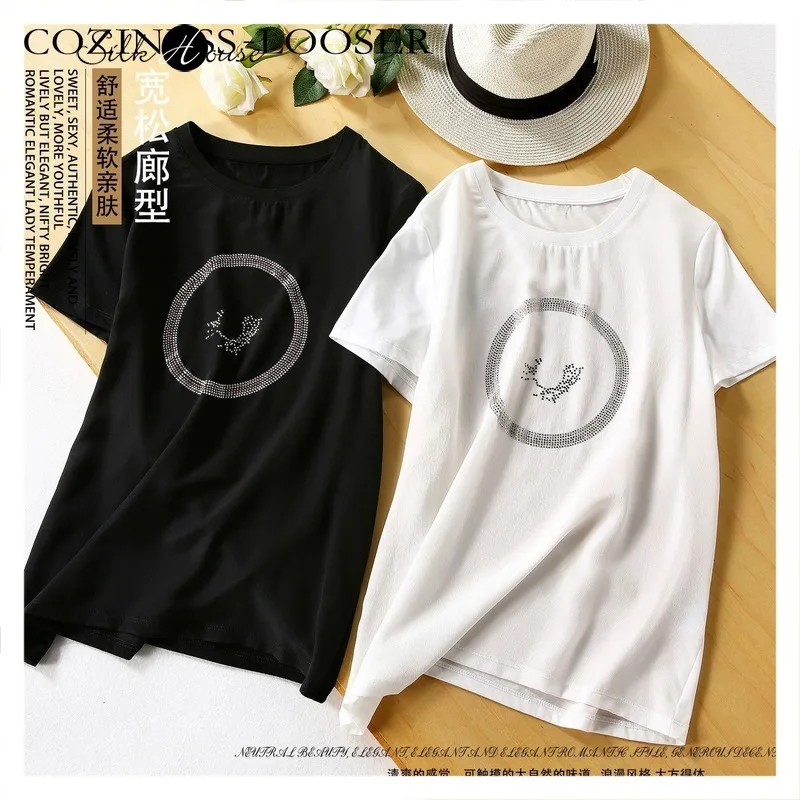 2020 новые европейские и американские 14 момме шелковые топы с коротким рукавом