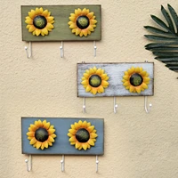 free shipping sunflower key holder creative vintage wall mounted rack key hook retro cast hanger for coat hat clothes towel