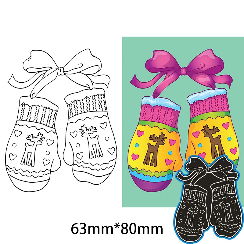 

Металлические стальные пресс-формы перчатки и бант Сделай Сам Скрапбукинг Фотоальбом тиснение бумажные карты 63*80 мм