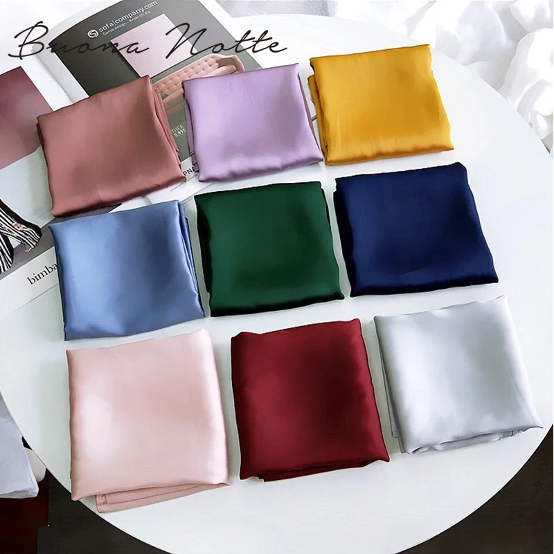 Модный гладкий платок для женщин для волос розового, зеленого и белого цветов, шелковый шарф на шею, женские квадратные платки 70см*70см, банданы для женщин.