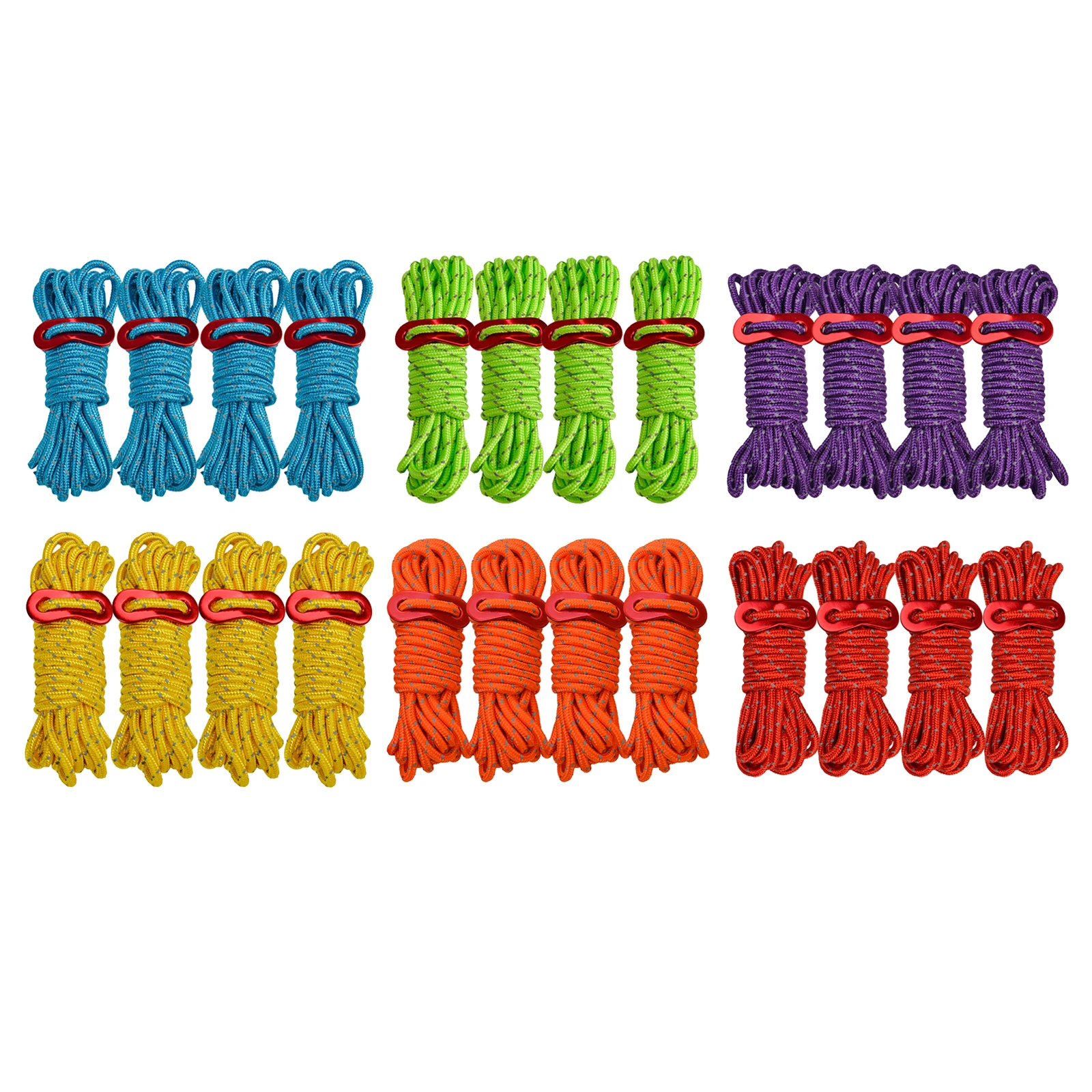 

4 Pieces 4mm Fluorescent Reflective Guyline Tent Rope Camping Cord Paracord, 13 Feet