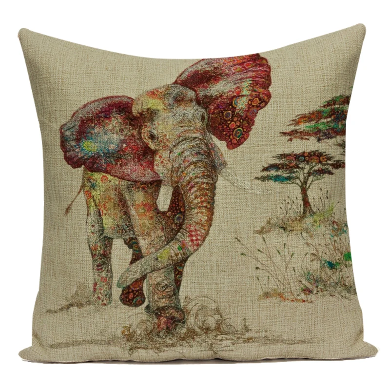 Африканский Стиль масло Paingting Животные слон распыления воды полиэстер наволочки