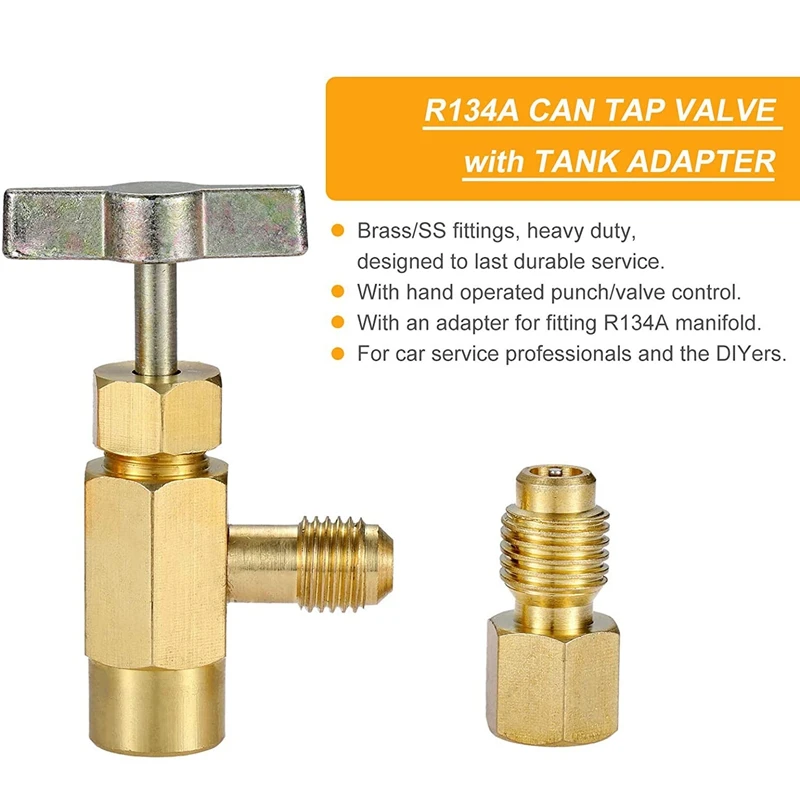 R134A Self-Sealing Can Tap Valve Refrigerant Dispenser Tool with Tank Adapter for 1/4 Inch and 1/2 AC Charging | Автомобили и