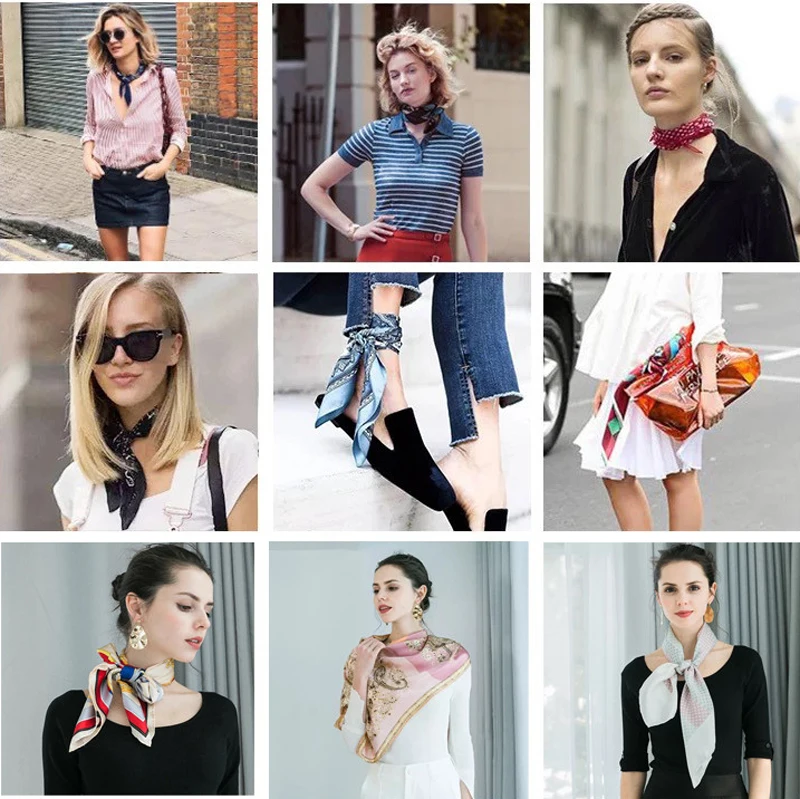 

Blue Elephant Women Silk Head Scarf Custom Images Logos Ladies Square Wraps Scarves Large Foulard Femme Polyester Kerchief