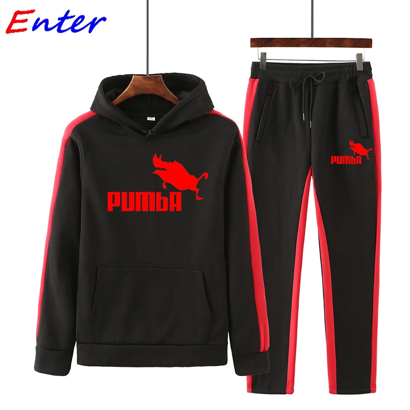 

2021 PUMBA LOGO Men's Sportswear 2-Piece Sweatshirt + Sweatpants Sportswear Hoodie with Rod Casual Men's Ropa Hombre Size S-3XL1