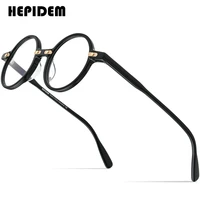 hepidem acetate glasses men vintage retro round transparent eyeglasses frame women optical prescription spectacles eyewear 9173