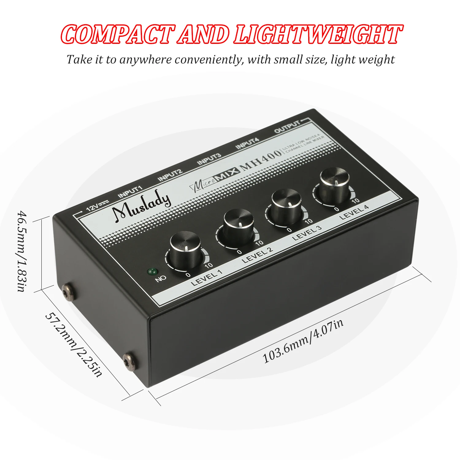 Muslady MH400 Ультра низкий уровень шума 4-канальный линейный мини аудио Миксер с